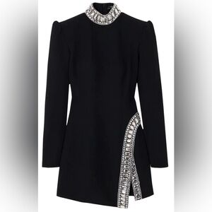 ANDREW GN
Crystal-Embellished Crepe Mini Dress - Black